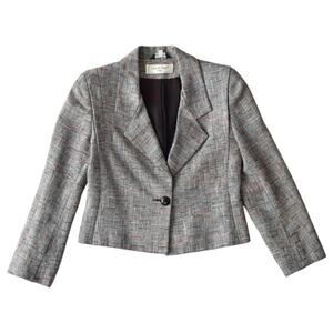 VTG Michelle Stuart Petite 90s Tweed Plaid Blazer 6P Dark Academia